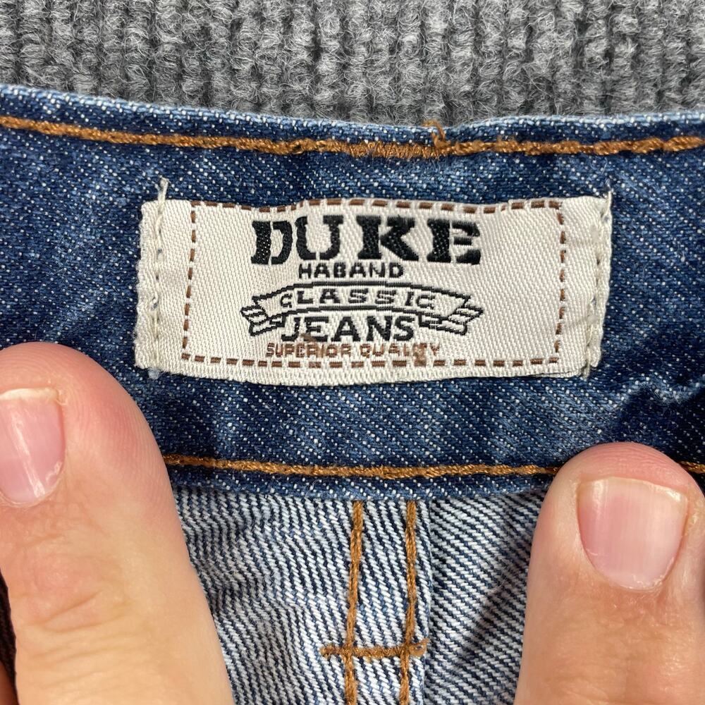VTG Duke Jeans Men's 34X28 Blue Denim Stretch Waistband Straight Leg - Picture 4 of 10